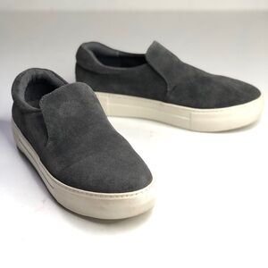 J/Slides Acer grey suede slip on platform sneakers size 8.5
